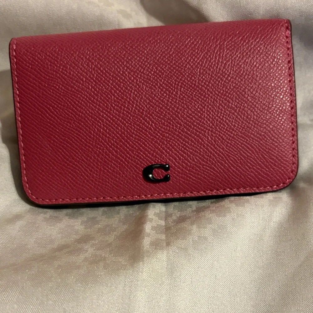 Coach Pink Leather Card Holder - Picture 1 of 13